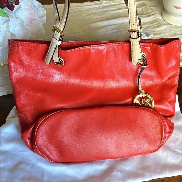 Michael Kors Bags New Micheal Kors Large Jet snap top closure Tote Orange Orange - Picture 5 of 10